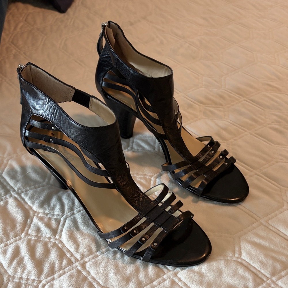 Nine West Black Strappy Heels